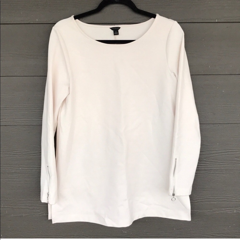 Ann Taylor Cream Zip Cuff Tunic